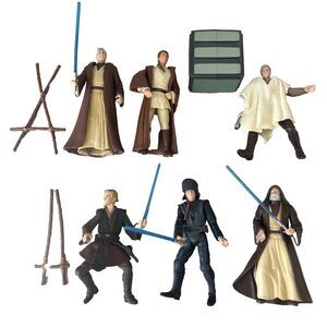 Vintage 1990s & 2000  Hasbro Star Wars Lot of 6 Action Figures & Access. 3 3/4"